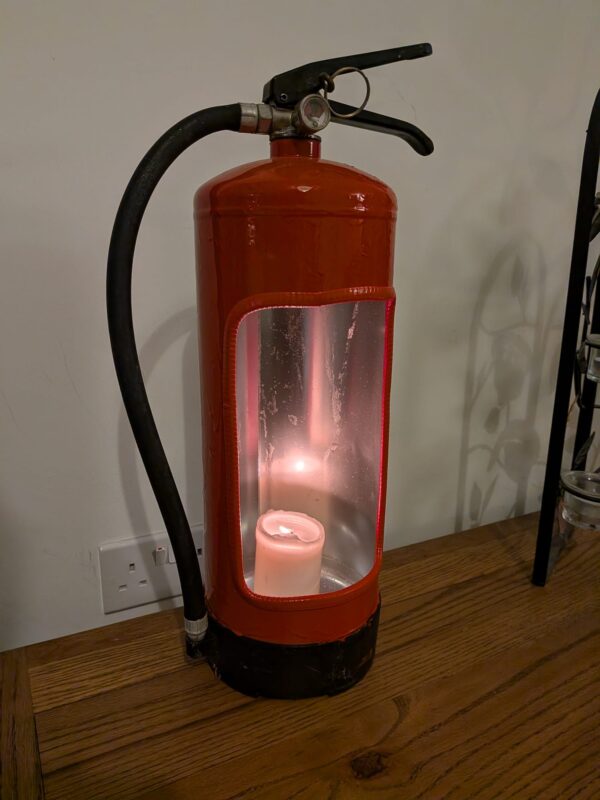 Upcycled Fire extinguisher candle holder #1