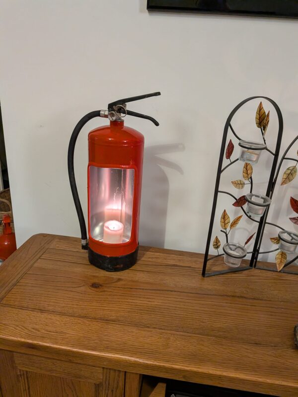 Upcycled Fire extinguisher candle holder #1