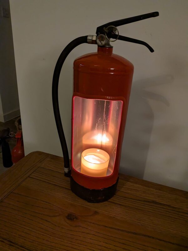 Upcycled Fire extinguisher candle holder #1