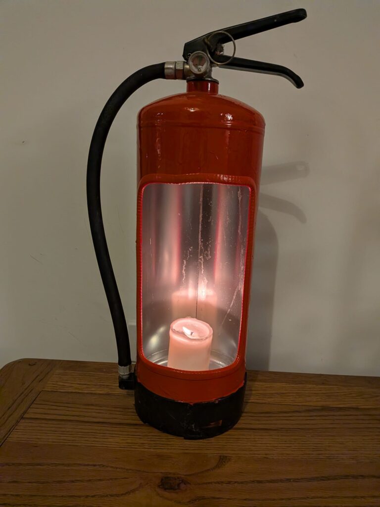Upcycled Fire extinguisher candle holder #1