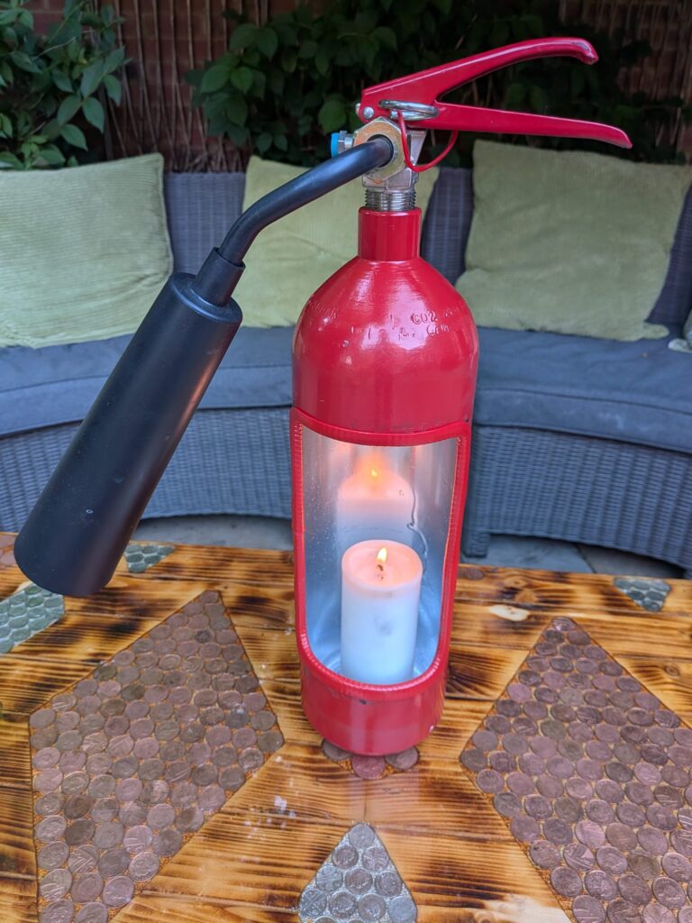 Upcycled Fire Extinguisher Candle Holder #2