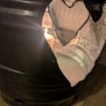 Upcycled beer barrel heart table illuminated from inside