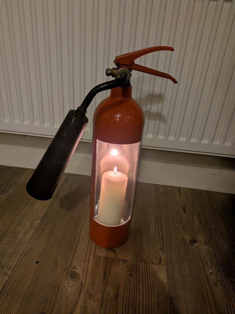Upcycled Fire Extinguisher Candle Holder #4