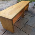 Handmade scaffold board TV unit with television and storage shelves