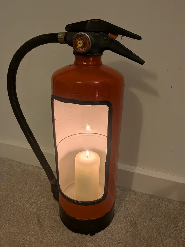 Upcycled Fire Extinguisher Candle Holder #9