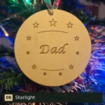 Starlight personalised wooden Christmas tree decoration engraved with Dad