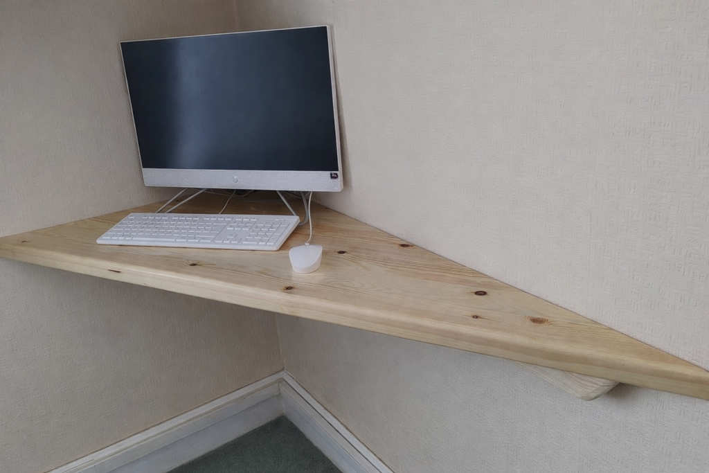 I needed to replace an AWFUL desk with something that took up less space and stopped his messy hoarding !