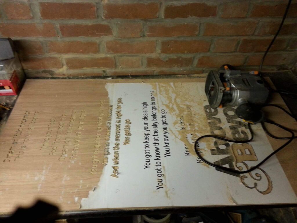Making a huge wall engraving of song lyrics - above and beyond, you gotta go