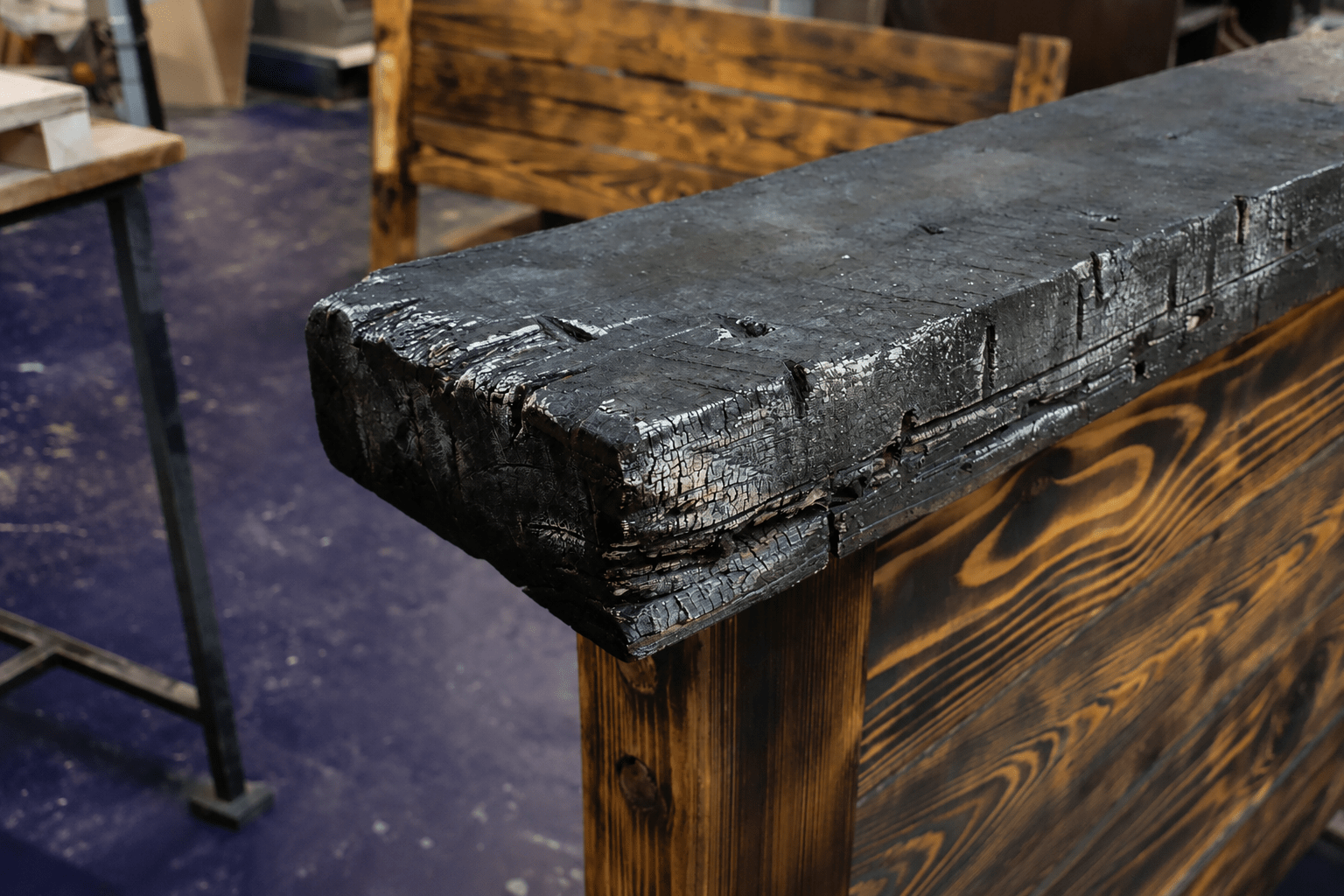 wood that has more than felt the heat of a powerful flame.
