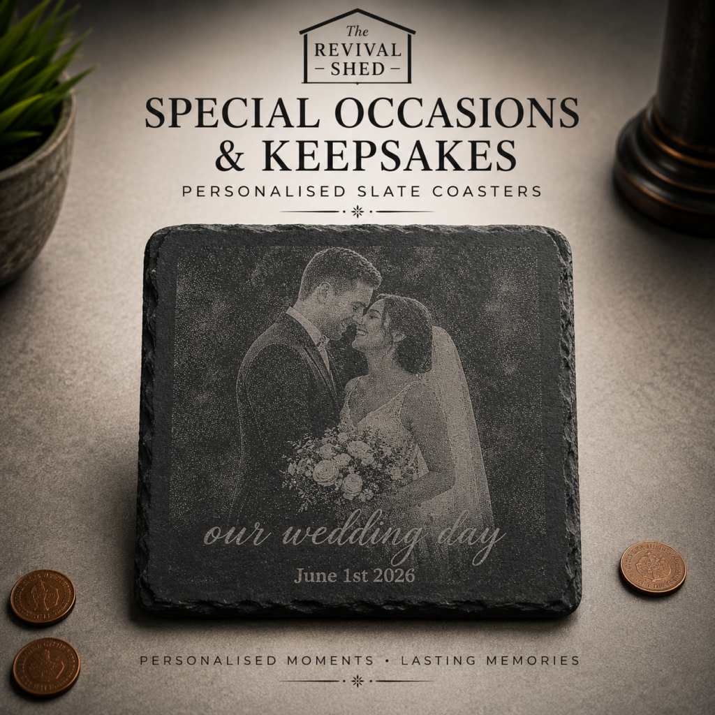 a slate coaster with the memory of something very special